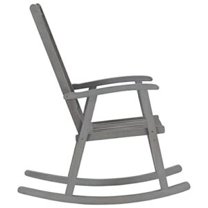 SLGSDMJ Outdoor Rocking Chair, Wooden Rustic High Back All Weather Rocker, for Indoor, Backyard & Patio Rocking Chair with Cushions Gray Solid Acacia Wood