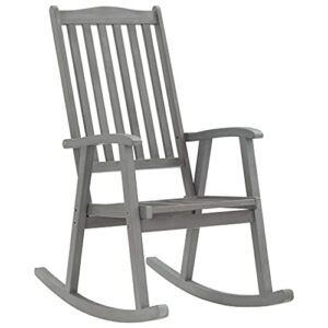 SLGSDMJ Outdoor Rocking Chair, Wooden Rustic High Back All Weather Rocker, for Indoor, Backyard & Patio Rocking Chair with Cushions Gray Solid Acacia Wood