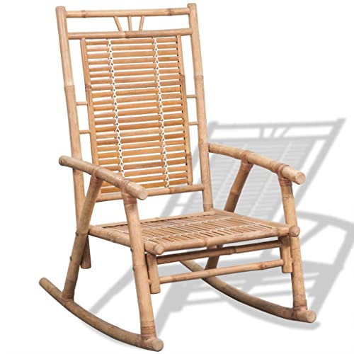 Outdoor Porch Rocker Chair for Adult, All Weather- Resistant Patio Rocking Chair for Garden Lawn Rocking Chair Bamboo