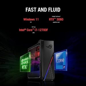 ASUS ROG Strix G15 Gaming Desktop 2023 Newest, Intel Core i7-12700F up to 4.9GHz(12 cores), NVIDIA GeForce RTX 3060 Graphics, 64GB RAM, 2TB SSD, Wi-Fi 6, Bluetooth, Windows 11 Home