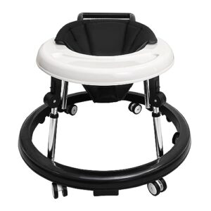 baby walker, 9-gear height adjustable baby walker with wheels, foldable infant toddler walker with foot pads, baby walkers and activity center, baby walkers for baby boys and baby girls 6-24 months