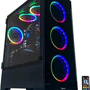 Alarco Gaming PC Desktop Computer Intel 3.70GHz,16GB Ram,512 GB SSD,Windows 11 pro,WiFi Ready,Video Card RX 580 8GB, 6 RGB Fans with Remote