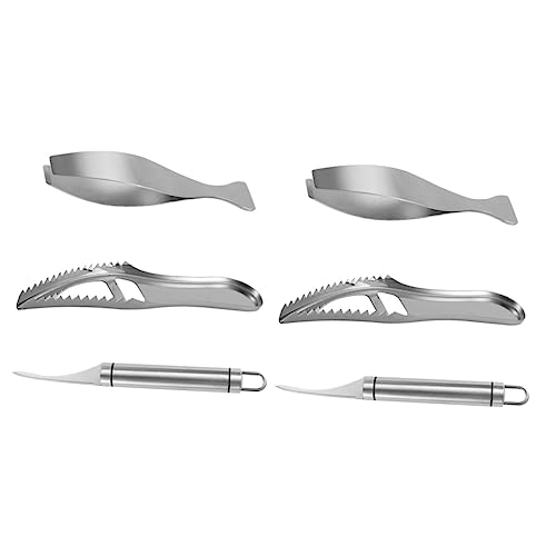 BESTonZON 2 Sets Stainless Steel Fish Scale Planer Cleaning Tools Fish Scaler Brush Fish Descaling Tool Prawn Cleaning Tool Kitchen Utensil Fish Scale Tool Fish Remover Seafood Detergent Set