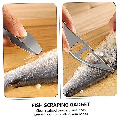 BESTonZON 2 Sets Stainless Steel Fish Scale Planer Cleaning Tools Fish Scaler Brush Fish Descaling Tool Prawn Cleaning Tool Kitchen Utensil Fish Scale Tool Fish Remover Seafood Detergent Set