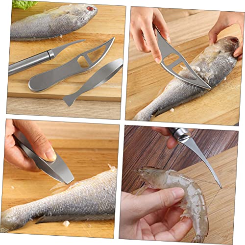BESTonZON 2 Sets Stainless Steel Fish Scale Planer Cleaning Tools Fish Scaler Brush Fish Descaling Tool Prawn Cleaning Tool Kitchen Utensil Fish Scale Tool Fish Remover Seafood Detergent Set