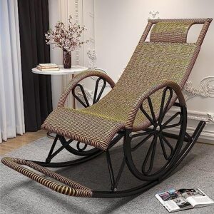 Rocking Chair Nursery,Purely Hand Woven Wicker Rocking Chair,Ergonomic Rocking Chairs for Outside,Suitable for Patio, Garden,Backyard,Porch,Outdoor