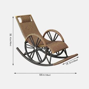 Rocking Chair Nursery,Purely Hand Woven Wicker Rocking Chair,Ergonomic Rocking Chairs for Outside,Suitable for Patio, Garden,Backyard,Porch,Outdoor