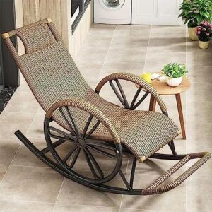 Rocking Chair Nursery,Purely Hand Woven Wicker Rocking Chair,Ergonomic Rocking Chairs for Outside,Suitable for Patio, Garden,Backyard,Porch,Outdoor