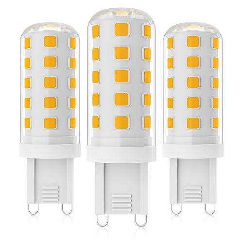 SNBIHIBE G9 LED Chandelier Light Bulb 4W, 40 Watt Halogen Bulbs Equivalent, T4 Base Bi-Pin 450LM 3000K Warm White Lights, Non-Dimmable, No-Flicker for Bathroom Lighting, Pendant Lamp 3pcs