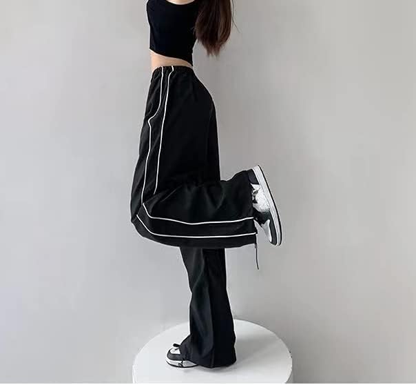 XPONNI Track Pants Women Baggy Pants Y2k Pants Parachute Pants for Women Y2K Clothing (Black,XS,X-Small)