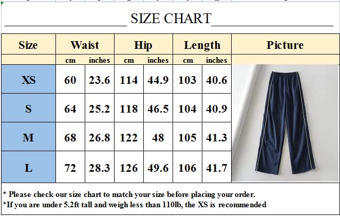 XPONNI Track Pants Women Baggy Pants Y2k Pants Parachute Pants for Women Y2K Clothing (Black,XS,X-Small)