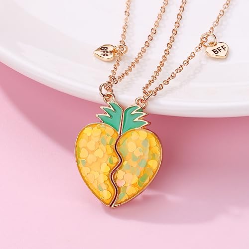 DOYYCA Best Friend Necklace Gifts Friendship Necklace Matching Magnetic BFF Necklace for 2 Girls Friendship Gifts (Pineapple)