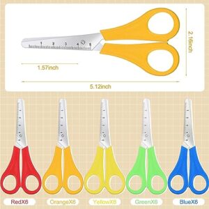 60 Pcs School Supplies Bulk Includes 30 Pcs Safety Blunt Tip Student Scissors for Kids 30 Pcs 12 Inch Plastic Rulers Back to School Supply for Student Classroom Office (Clear)