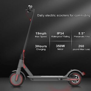 Electric Scooter for Adults, Daily Commuting Foldable Portable E-Scooter, Max Speed 15-19 mph Max Range 19mile, Dual Brake System Safety Commuter Electric Scooter and Smart App