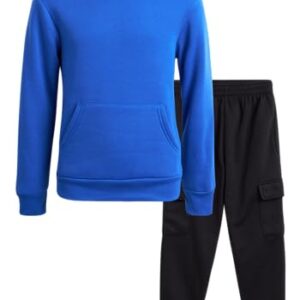 Quad Seven Boys Sweatsuit Set - 2 Piece Active Fleece Hoodie Sweatshirt and Jogger Sweatpants - Youth Clothing for Boys, 8-18, Size 10-12, Royal/Black