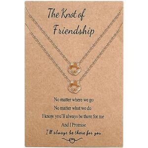 bff friendship knot love infinity necklace for 2 best friend long distance birthday christmas bridesmaid jewelry gifts for female friends her girls bestie, gold