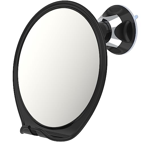 Luxo Shower Mirror, Shaving Mirror with a Razor Holder for Shower and Powerful Suction Cup - Shatterproof Shower Mirror fogless for Shaving, fogless Mirror for Shower (Black)