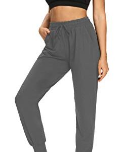 FULLSOFT 3 Pack Sweatpants for Women-Womens Joggers with Pockets Athletic Leggings for Workout Yoga Running(Black,Dark Grey,Pink,Large)