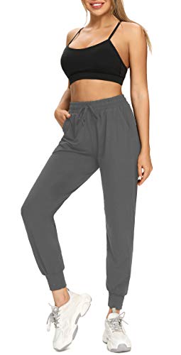 FULLSOFT 3 Pack Sweatpants for Women-Womens Joggers with Pockets Athletic Leggings for Workout Yoga Running(Black,Dark Grey,Pink,Large)