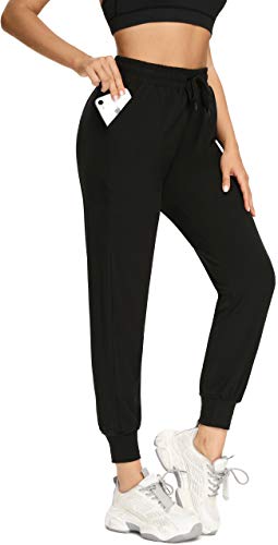 FULLSOFT 3 Pack Sweatpants for Women-Womens Joggers with Pockets Athletic Leggings for Workout Yoga Running(Black,Dark Grey,Pink,Large)