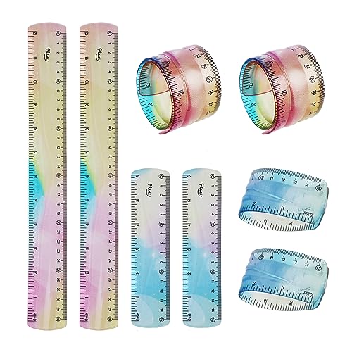 4 PCS Flexible Ruler, Bendable Ruler Soft Rulers for Kids, Colorful Bendy Plastic Rulers with Inches and Centimeters Soft Ruler for Drawing Measuring Tools for School Classroom Office Kids & Adults