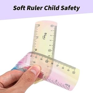 4 PCS Flexible Ruler, Bendable Ruler Soft Rulers for Kids, Colorful Bendy Plastic Rulers with Inches and Centimeters Soft Ruler for Drawing Measuring Tools for School Classroom Office Kids & Adults