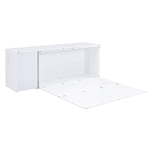 BIADNBZ Queen Size Murphy Bed Foldable with Rotable Desk and Shelves, Multifunctional Floor Bedframe, Space Saving Design, for Bedroom Guest Room, White