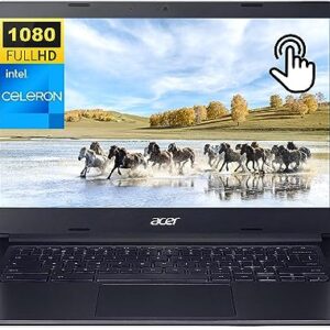 Acer 2023 Newest Chromebook 314 Laptop, 14" FHD IPS Touchscreen, Intel Celeron Dual-core Processor, 4GB RAM, 64GB eMMC, UHD Graphics, 12.5H Use, Wi-Fi, Chrome OS, Charcoal Black, Bundle with JAWFOAL