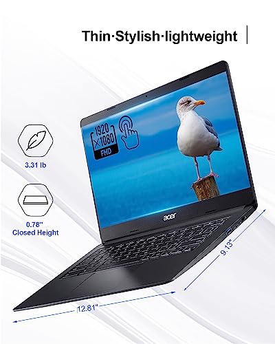 Acer 2023 Newest Chromebook 314 Laptop, 14" FHD IPS Touchscreen, Intel Celeron Dual-core Processor, 4GB RAM, 64GB eMMC, UHD Graphics, 12.5H Use, Wi-Fi, Chrome OS, Charcoal Black, Bundle with JAWFOAL