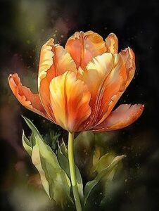 eiialerm cross-stitch kits beautiful tulip flowers watercolor painting 11ct printed beginners cross stitch kits,stamped embroidery kits for adults wall art home decoration -16x20 inch