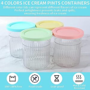 Replacement Container for Ninja Creami Ice Cream Cups and Lids - 4-Pack, 24 Oz. Cups, Compatible with NC500 NC501 Series Ice Cream Makers - Dishwasher Resistant