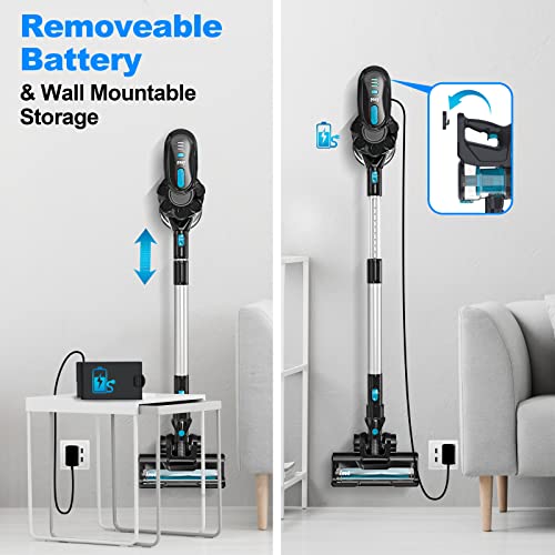 INSE Cordless Vacuum Cleaner, 6-in-1 Powerful Cordless Stick Vacuum, 45 mins Runtime, Ultra-Quiet, Lightweight, Rechargeable 2200mAh Battery, Versatile Vacuum Cleaner for Pet Hair Hard Floor Car Home