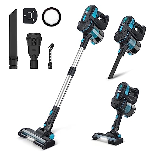 INSE Cordless Vacuum Cleaner, 6-in-1 Powerful Cordless Stick Vacuum, 45 mins Runtime, Ultra-Quiet, Lightweight, Rechargeable 2200mAh Battery, Versatile Vacuum Cleaner for Pet Hair Hard Floor Car Home