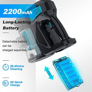 INSE Cordless Vacuum Cleaner, 6-in-1 Powerful Cordless Stick Vacuum, 45 mins Runtime, Ultra-Quiet, Lightweight, Rechargeable 2200mAh Battery, Versatile Vacuum Cleaner for Pet Hair Hard Floor Car Home