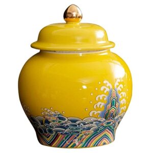 ganazono walkway stones for pathway ceramic tea canister food storage jar with lid 900ml spices coffee bean tea food canister for loose tea coffee sugar spices nuts yellow ceramic canister