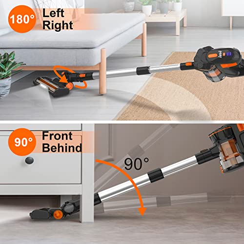 INSE Cordless Vacuum Cleaner, 6-in-1Lightweight Stick Vacuum Up to 45min Runtime, Vacuum Cleaner with 2200mAh Rechargeable Battery, Powerful Cordless Stick Vacuum for Hardwood Floor Pet Hair Home Car