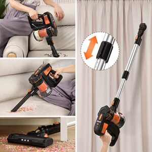 INSE Cordless Vacuum Cleaner, 6-in-1Lightweight Stick Vacuum Up to 45min Runtime, Vacuum Cleaner with 2200mAh Rechargeable Battery, Powerful Cordless Stick Vacuum for Hardwood Floor Pet Hair Home Car