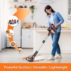 INSE Cordless Vacuum Cleaner, 6-in-1Lightweight Stick Vacuum Up to 45min Runtime, Vacuum Cleaner with 2200mAh Rechargeable Battery, Powerful Cordless Stick Vacuum for Hardwood Floor Pet Hair Home Car