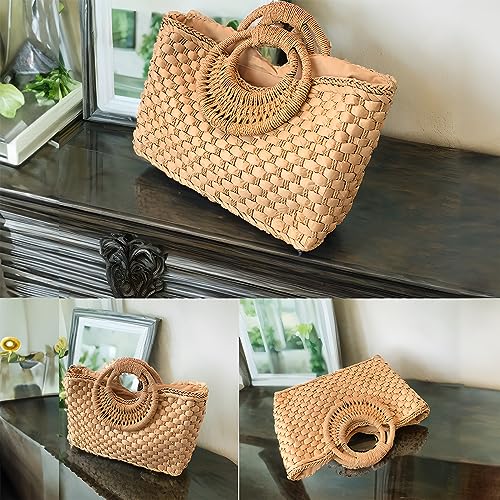 ZPHXD Chic Beach Bags And Straw Tote Bags Luxury Handbags For Women's Vacation Boho Beach Summer Clutch