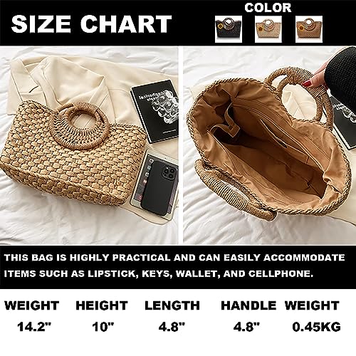 ZPHXD Chic Beach Bags And Straw Tote Bags Luxury Handbags For Women's Vacation Boho Beach Summer Clutch