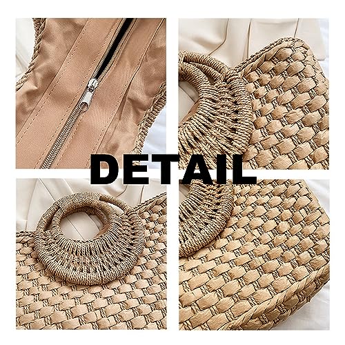 ZPHXD Chic Beach Bags And Straw Tote Bags Luxury Handbags For Women's Vacation Boho Beach Summer Clutch
