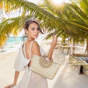 ZPHXD Chic Beach Bags And Straw Tote Bags Luxury Handbags For Women's Vacation Boho Beach Summer Clutch