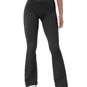 MOSHENGQI Women Ribbed Flare Leggings Seamless High Waist Bootcut Yoga Pants(M,007-Black)