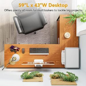 Tribesigns L Shaped Desk with 2 Drawers, 59” Reversible Computer Desk with Storage Shelves, Industrial Home Office Corner Desk Study Writing Table, Walnut