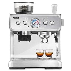 Gevi 20Bar Semi Automatic Espresso Machine With Grinder & Steam Wand – All in One Espresso Maker & Latte Machine for Home Dual Heating System