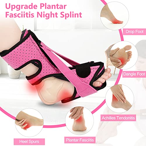 Upgrade Plantar Fasciitis Night Splint with Arch Support, Plantar Fasciitis Relief Brace, 2 Adjustable Straps Plantar Fasciitis Night Splint Relief Plantar Fasciitis, Foot Drop, Achilles Tendonitis, Day&Night（2pcs）BLUE