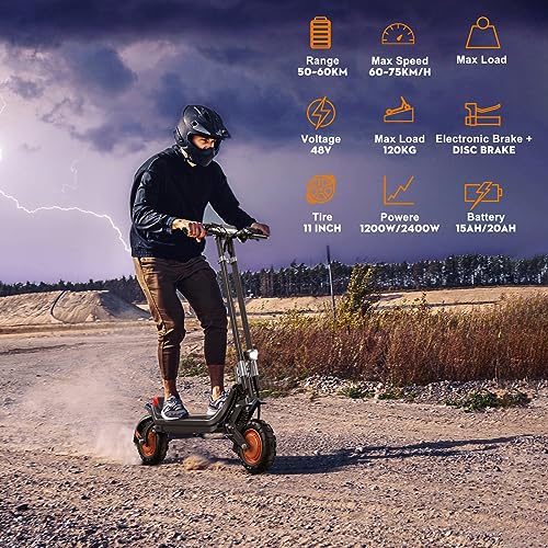 Electric Scooter for Adults with Smart APP - Folding Electric Scooter Dual 1200W Motor,Up to 37 MPH & 50 Miles Range,Removable 48V/20AH Battery,11" All Terrain Fait Tires Offroad Electric Scooter.