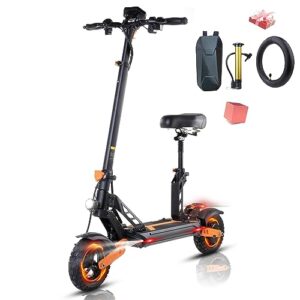 electric scooter with seat 600w/1000w, 34-50 miles electric scooter for adults, 48v lithium battery, dual spring shock absorber & dual brake, folding e scooter for commuting/off road (1000w 48v/20ah)