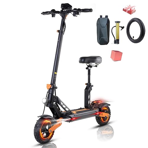 Electric Scooter with Seat 600W/1000W, 34-50 Miles Electric Scooter for Adults, 48V Lithium Battery, Dual Spring Shock Absorber & Dual Brake, Folding E Scooter for Commuting/Off Road (1000W 48V/20AH)