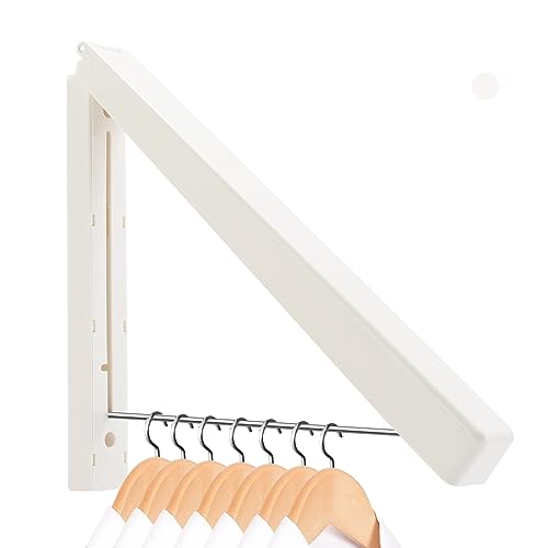 XBagSJ Foldable Drying Rack Clothing Wall Mounted, Space Saving, Easy Installation,Plastic Rounded Corners, Retractable Clothes Drying Racks for Laundry,Dryer Room, Home, Offices (White)